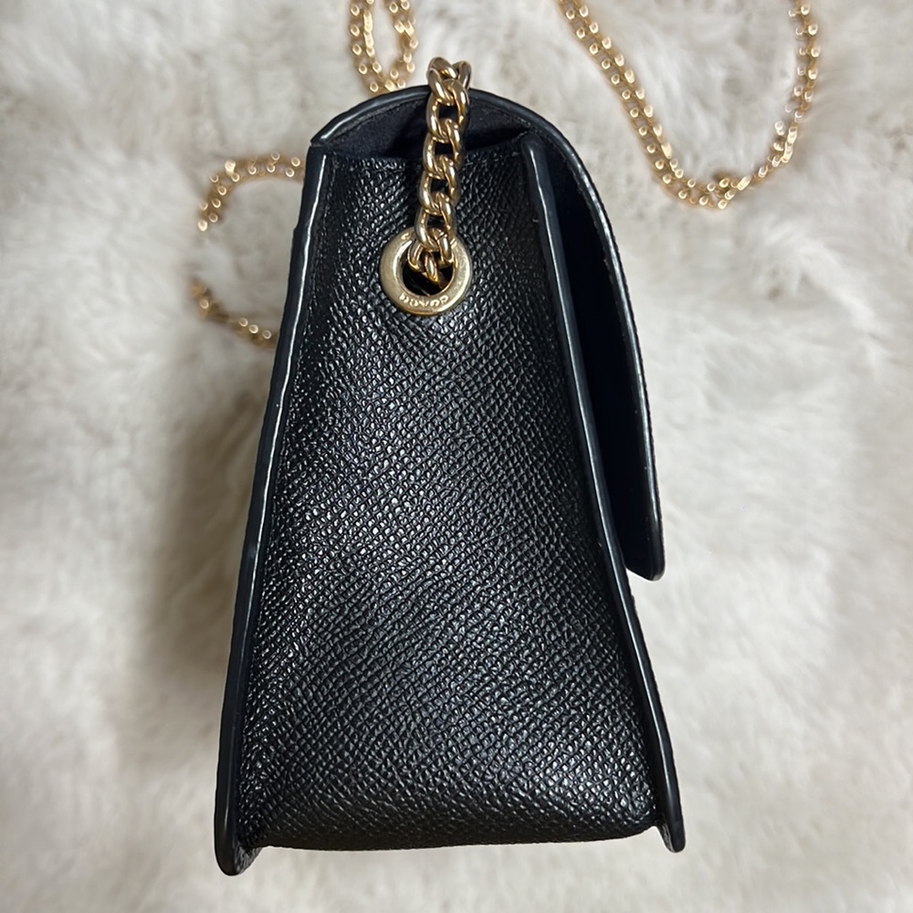 Coach black leather cross body bag with heavy gold chain - Picture 5 of 12